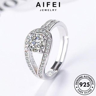 AIFEI JEWELRY เครื่องประดับ แท้ 925 เงิน โกลด์ เครื่องประดับ เกาหลี ผูก ต้นฉบับ แหวน Silver ผู้หญิง ไดมอนด์ มอยส์ซาไนท์ แฟชั่น R1589