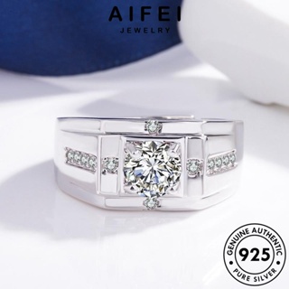 AIFEI JEWELRY เกาหลี ไดมอนด์ เงิน แฟชั่น แท้ ต้นฉบับ มอยส์ซาไนท์ เครื่องประดับ ผู้ชาย แฟชั่น โกลด์ Silver 925 เครื่องประดับ แหวน R1595