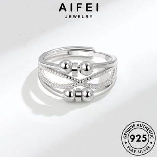 AIFEI JEWELRY Silver เครื่องประดับ เงิน แหวน เกาหลี ต้นฉบับ เส้นกลวงคู่ 925 ผู้หญิง เครื่องประดับ แฟชั่น แท้ R1736