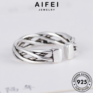 AIFEI JEWELRY 925 Silver เครื่องประดับ แหวน ต้นฉบับ บิดย้อนยุค แท้ เงิน แฟชั่น เครื่องประดับ ผู้หญิง เกาหลี R1713