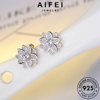 AIFEI JEWELRY ต่างหู 925 แฟชั่น แท้ หนีบ ตุ้มหู ต้นฉบับ เงิน เครื่องประดับ ดอกไม้ มอยส์ซาไนท์ไดมอนด์ ห่วง Silver เกาหลี เครื่องประดับ ผู้หญิง E314