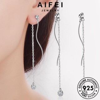 AIFEI JEWELRY ต่างหู คลื่นยาว ห่วง ตุ้มหู เงิน เครื่องประดับ เกาหลี หนีบ แฟชั่น 925 Silver ผู้หญิง แท้ มอยส์ซาไนท์ไดมอนด์ ต้นฉบับ เครื่องประดับ E343