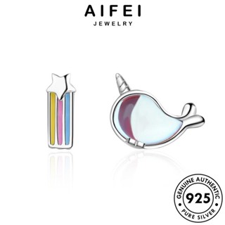 AIFEI JEWELRY เงิน ต่างหู เครื่องประดับ วาฬ มูนสโตน ผู้หญิง ต้นฉบับ เกาหลี แท้ เครื่องประดับ แฟชั่น ห่วง Silver ตุ้มหู หนีบ 925 E399