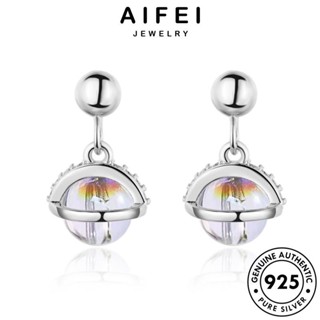 AIFEI JEWELRY แท้ ไดมอนด์ ห่วง ต่างหู ผู้หญิง เครื่องประดับ เงิน มอยส์ซาไนท์ หนีบ 925 เกาหลี ตุ้มหู เครื่องประดับ ดาวเคราะห์ Silver แฟชั่น ต้นฉบับ โกลด์ E401