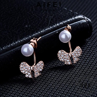 AIFEI JEWELRY ต้นฉบับ แฟชั่น ตุ้มหู ไข่มุกทอง เครื่องประดับ หูกระต่าย ผู้หญิง ห่วง เกาหลี แท้ ต่างหู เงิน 925 หนีบ Silver เครื่องประดับ E624