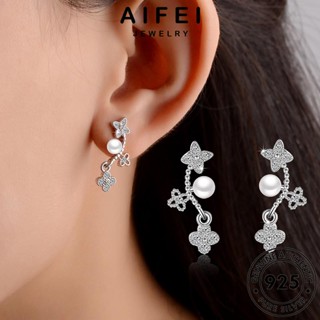 AIFEI JEWELRY 925 ต้นฉบับ ต่างหู ผู้หญิง เงิน มอยส์ซาไนท์ไดมอนด์ เครื่องประดับ Silver เครื่องประดับ หนีบ ตุ้มหู ห่วง โคลเวอร์สี่ใบ แฟชั่น เกาหลี แท้ E630