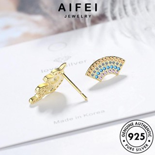 AIFEI JEWELRY หนีบ มอยส์ซาไนท์ ไดมอนด์ แท้ โกลด์ เงิน ยูนิคอร์นสายรุ้ง ผู้หญิง ต้นฉบับ ห่วง 925 ตุ้มหู แฟชั่น ต่างหู Silver เครื่องประดับ เครื่องประดับ เกาหลี E705