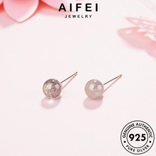 AIFEI JEWELRY ต้นฉบับ มูนสโตน Silver ผู้หญิง เงิน 925 เกาหลี แฟชั่น ตุ้มหู กลม เครื่องประดับ ห่วง หนีบ เครื่องประดับ ต่างหู แท้ E800