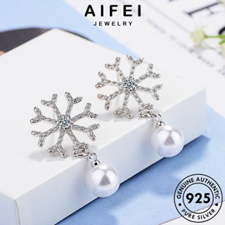 AIFEI JEWELRY ตุ้มหู แฟชั่น Silver 925 เครื่องประดับ หนีบ ต่างหู เครื่องประดับ เกาหลี เกล็ดหิมะ ผู้หญิง เงิน ไข่มุก ห่วง แท้ ต้นฉบับ E820