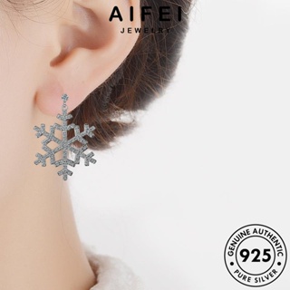 AIFEI JEWELRY หนีบ ผู้หญิง ต่างหู เงิน 925 Silver เครื่องประดับ มอยส์ซาไนท์ไดมอนด์ แฟชั่น ตุ้มหู แท้ เกล็ดหิมะ เครื่องประดับ ต้นฉบับ เกาหลี ห่วง E825