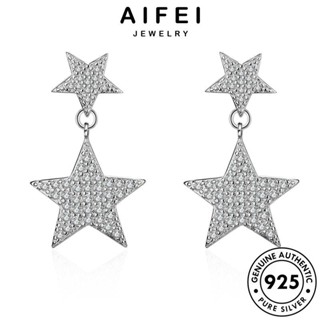 AIFEI JEWELRY เงิน แฟชั่น ต้นฉบับ หนีบ ผู้หญิง เครื่องประดับ แท้ โกลด์ เครื่องประดับ รูปดาวห้าแฉก ไดมอนด์ มอยส์ซาไนท์ เกาหลี 925 ตุ้มหู ต่างหู ห่วง Silver E904