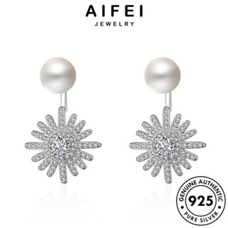 AIFEI JEWELRY เครื่องประดับ เงิน 925 แฟชั่น ไข่มุก แท้ เดซี่ ต้นฉบับ เกาหลี ต่างหู Silver ห่วง หนีบ ผู้หญิง ตุ้มหู เครื่องประดับ E905