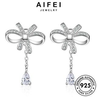 AIFEI JEWELRY Silver โกลด์ หูกระต่าย แท้ 925 ห่วง เครื่องประดับ เครื่องประดับ ต้นฉบับ ต่างหู เกาหลี เงิน แฟชั่น ตุ้มหู ผู้หญิง หนีบ มอยส์ซาไนท์ ไดมอนด์ E914