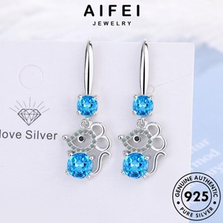 AIFEI JEWELRY หนูน่ารัก แฟชั่น 925 แท้ ผู้หญิง เงิน ต้นฉบับ ห่วง ตุ้มหู เกาหลี เครื่องประดับ หนีบ ต่างหู เครื่องประดับ คริสตัลเพชรสีชมพู Silver E1103