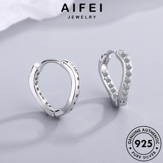 AIFEI JEWELRY เครื่องประดับ Silver ห่วง ผู้หญิง ตุ้มหู มอยส์ซาไนท์ไดมอนด์ เครื่องประดับ คลื่น ต่างหู เงิน 925 ต้นฉบับ เกาหลี แท้ แฟชั่น หนีบ E1434