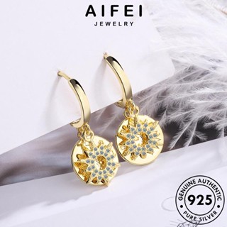 AIFEI JEWELRY ผู้หญิง ตุ้มหู หนีบ ไดมอนด์ เครื่องประดับ เกาหลี ห่วง เครื่องประดับ Silver เงิน แท้ 925 ต่างหู ดวงอาทิตย์ โกลด์ ต้นฉบับ แฟชั่น มอยส์ซาไนท์ E1435