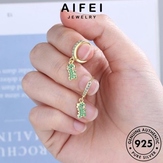 AIFEI JEWELRY เครื่องประดับ ห่วง ผู้หญิง เงิน เครื่องประดับ 925 ไดโนเสาร์ตัวเล็ก แท้ ตุ้มหู Silver ต้นฉบับ มอยส์ซาไนท์ ไดมอนด์ โกลด์ หนีบ เกาหลี ต่างหู แฟชั่น E1438