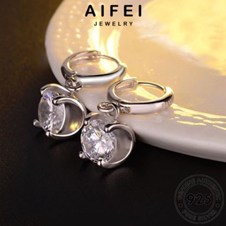 AIFEI JEWELRY ต้นฉบับ แฟชั่น เครื่องประดับ เงิน ต่างหู ห่วง แท้ Silver เกาหลี หนีบ 925 ตุ้มหู มอยส์ซาไนท์ไดมอนด์ กลม ผู้หญิง เครื่องประดับ E1527