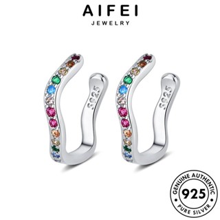 AIFEI JEWELRY อความารีน เครื่องประดับ ต่างหู หนีบ เกาหลี ผู้หญิง 925 Silver ต้นฉบับ รูปทรงตัวซี เครื่องประดับ ห่วง แฟชั่น แท้ เงิน ตุ้มหู E1704