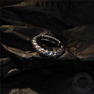 AIFEI JEWELRY เครื่องประดับ เกาหลี แฟชั่น Silver ต้นฉบับ 925 ผู้หญิง เงิน ห่วงโซ่วินเทจ เครื่องประดับ แท้ แหวน R21