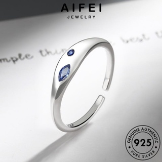 AIFEI JEWELRY มันวาวเรียบง่าย แฟชั่น เงิน แท้ เครื่องประดับ ผู้หญิง เครื่องประดับ แหวน 925 เกาหลี อความารีน Silver ต้นฉบับ R30