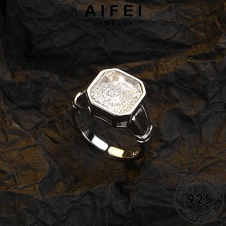 AIFEI JEWELRY สี่เหลี่ยม เครื่องประดับ มอยส์ซาไนท์ไดมอนด์ ต้นฉบับ เกาหลี แหวน 925 แฟชั่น เครื่องประดับ แท้ ผู้หญิง Silver เงิน R38