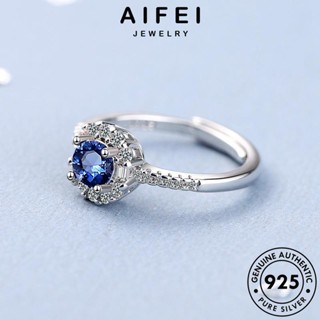 AIFEI JEWELRY ผู้หญิง ต้นฉบับ แฟชั่น อความารีน เครื่องประดับ แหวน Silver เครื่องประดับ แท้ เกาหลี 925 แฟชั่น เงิน R105