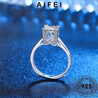 AIFEI JEWELRY ต้นฉบับ 925 แหวน Silver แฟชั่น เครื่องประดับ เกาหลี เครื่องประดับ มอยส์ซาไนท์ไดมอนด์ แท้ ผู้หญิง เงิน W รูปร่าง R91