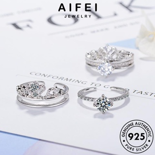 AIFEI JEWELRY ต้นฉบับ แหวน เครื่องประดับ ผู้หญิง แฟชั่น เครื่องประดับ มงกุฎแฟชั่น 925 มอยส์ซาไนท์ไดมอนด์ เกาหลี เงิน แท้ Silver R200