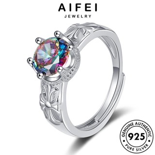 AIFEI JEWELRY ผู้หญิง กลม Silver เครื่องประดับ แหวน แฟชั่น เกาหลี เงิน แท้ มูนสโตน เครื่องประดับ ต้นฉบับ 925 R205