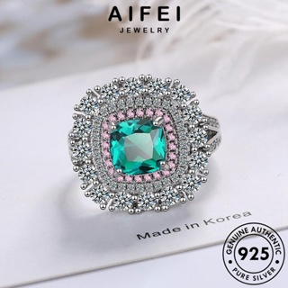 AIFEI JEWELRY เกาหลี แฟชั่น เงิน ผู้หญิง ต้นฉบับ เครื่องประดับ แหวน สี่เหลี่ยม แท้ เครื่องประดับ มอยส์ซาไนท์ไดมอนด์ 925 Silver R141