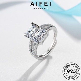 AIFEI JEWELRY ต้นฉบับ แท้ แหวน เครื่องประดับ 925 เกาหลี เครื่องประดับ มอยส์ซาไนท์ไดมอนด์ เงิน ตารางบุคลิกภาพ Silver ผู้หญิง แฟชั่น R150