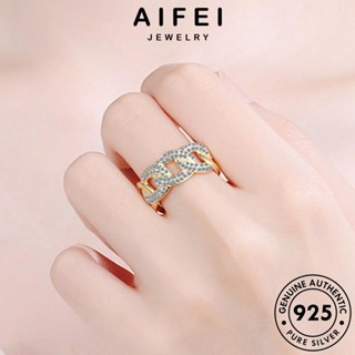 AIFEI JEWELRY เงิน เกาหลี โกลด์ ต้นฉบับ เครื่องประดับ แฟชั่น Silver แท้ แหวน 925 ผู้หญิง ไดมอนด์ เครื่องประดับ มอยส์ซาไนท์ ห่วงโซ่บุคลิกภาพ R151