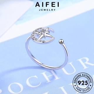 AIFEI JEWELRY เกาหลี เครื่องประดับ ต้นฉบับ ดวงจันทร์ที่เรียบง่าย แหวน 925 เครื่องประดับ ผู้หญิง มอยส์ซาไนท์ไดมอนด์ Silver แฟชั่น แท้ เงิน R152