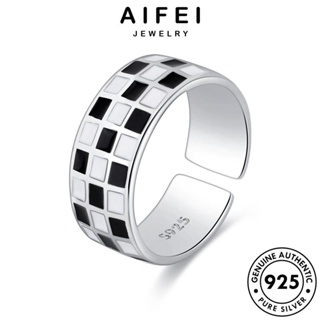 AIFEI JEWELRY เกาหลี กระดานหมากรุกบุคลิกภาพ แท้ เครื่องประดับ แฟชั่น ผู้หญิง เงิน 925 Silver ต้นฉบับ เครื่องประดับ แหวน R155