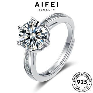 AIFEI JEWELRY ต้นฉบับ 925 คลาสสิก แฟชั่น แท้ เครื่องประดับ Silver แหวน เกาหลี เงิน ผู้หญิง มอยส์ซาไนท์ไดมอนด์ เครื่องประดับ R157