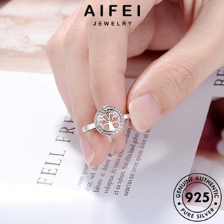 AIFEI JEWELRY ผู้หญิง แหวน มอยส์ซาไนท์ไดมอนด์ เครื่องประดับ เครื่องประดับ เกาหลี เงิน ต้นฉบับ Silver แฟชั่น 925 แท้ ต้นไม้ที่สร้างสรรค์ R238