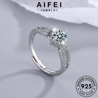 AIFEI JEWELRY แฟชั่น เกาหลี 925 เงิน มอยส์ซาไนท์ไดมอนด์ ต้นฉบับ เครื่องประดับ แหวน แท้ Silver ผู้หญิง เครื่องประดับ ห่วงโซ่วินเทจ R261