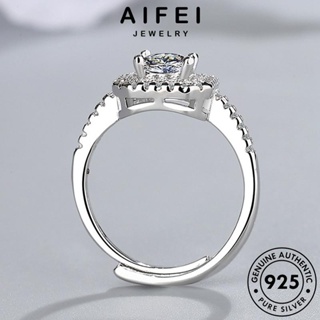 AIFEI JEWELRY แท้ เครื่องประดับ แฟชั่น ต้นฉบับ สี่เหลี่ยม มอยส์ซาไนท์ไดมอนด์ เกาหลี เงิน 925 เครื่องประดับ แหวน ผู้หญิง Silver R265