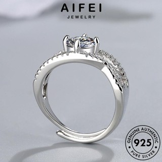 AIFEI JEWELRY เครื่องประดับ มอยส์ซาไนท์ไดมอนด์ แฟชั่น เส้นสามชั้น แท้ 925 Silver เงิน แหวน ต้นฉบับ เครื่องประดับ ผู้หญิง เกาหลี R220