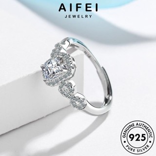 AIFEI JEWELRY มอยส์ซาไนท์ไดมอนด์ เพชรสี่เหลี่ยมแฟชั่น แท้ เงิน เกาหลี ผู้หญิง แหวน เครื่องประดับ Silver แฟชั่น ต้นฉบับ 925 เครื่องประดับ R224