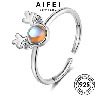 Aifei JEWELRY แหวนเงิน 925 ประดับมูนสโตน เครื่องประดับ สําหรับผู้หญิง R340