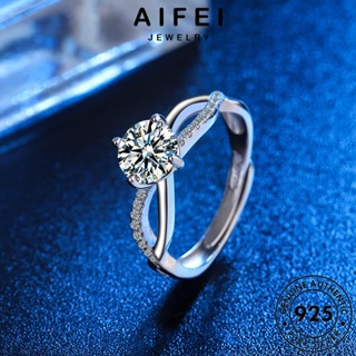 Aifei JEWELRY แหวนเงิน 925 ประดับเพชรโมอิส แฟชั่น สําหรับผู้หญิง R413