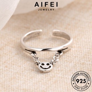 Aifei JEWELRY แหวนโซ่เงิน 925 รูปหน้ายิ้ม สําหรับผู้หญิง R276