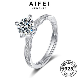 Aifei JEWELRY แหวนเงิน 925 ประดับเพชรโมอิส สําหรับผู้หญิง R321