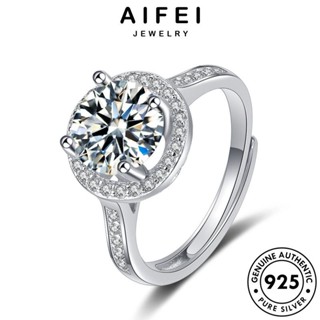 Aifei JEWELRY แหวนเงิน 925 ประดับเพชรโมอิส สําหรับผู้หญิง R322