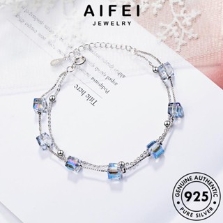 AIFEI JEWELRY เกาหลี แท้ เครื่องประดับ ผู้หญิง Silver กำไล แฟชั่นคิวบ์ แฟชั่น ต้นฉบับ 925 ผู้หญิง มูนสโตน กำไลข้อมือ เงิน เครื่องประดับ B8