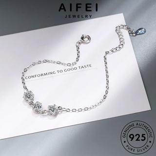 AIFEI JEWELRY เงิน เครื่องประดับ ต้นฉบับ กำไล แท้ ลูกบาศก์รูบิคอย่างง่าย ผู้หญิง ผู้หญิง 925 เครื่องประดับ เกาหลี กำไลข้อมือ มอยส์ซาไนท์ไดมอนด์ Silver แฟชั่น B99