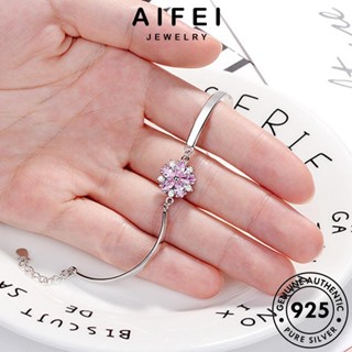 AIFEI JEWELRY 925 ผู้หญิง แท้ คริสตัลเพชรสีชมพู เครื่องประดับ แฟชั่น เกาหลี ต้นฉบับ กำไล เครื่องประดับ Silver ดอกไม้แฟชั่น ผู้หญิง เงิน กำไลข้อมือ B178