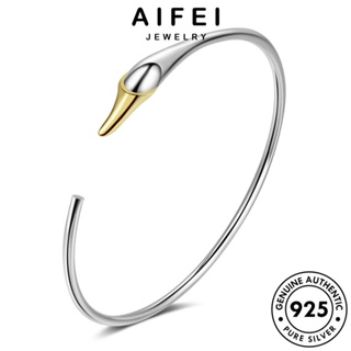 AIFEI JEWELRY แท้ กำไล แฟชั่น 925 Silver ทอง เงิน ผู้หญิง กำไลข้อมือ เกาหลี ต้นฉบับ เครื่องประดับ เครื่องประดับ หงส์ที่เรียบง่าย ผู้หญิง B180